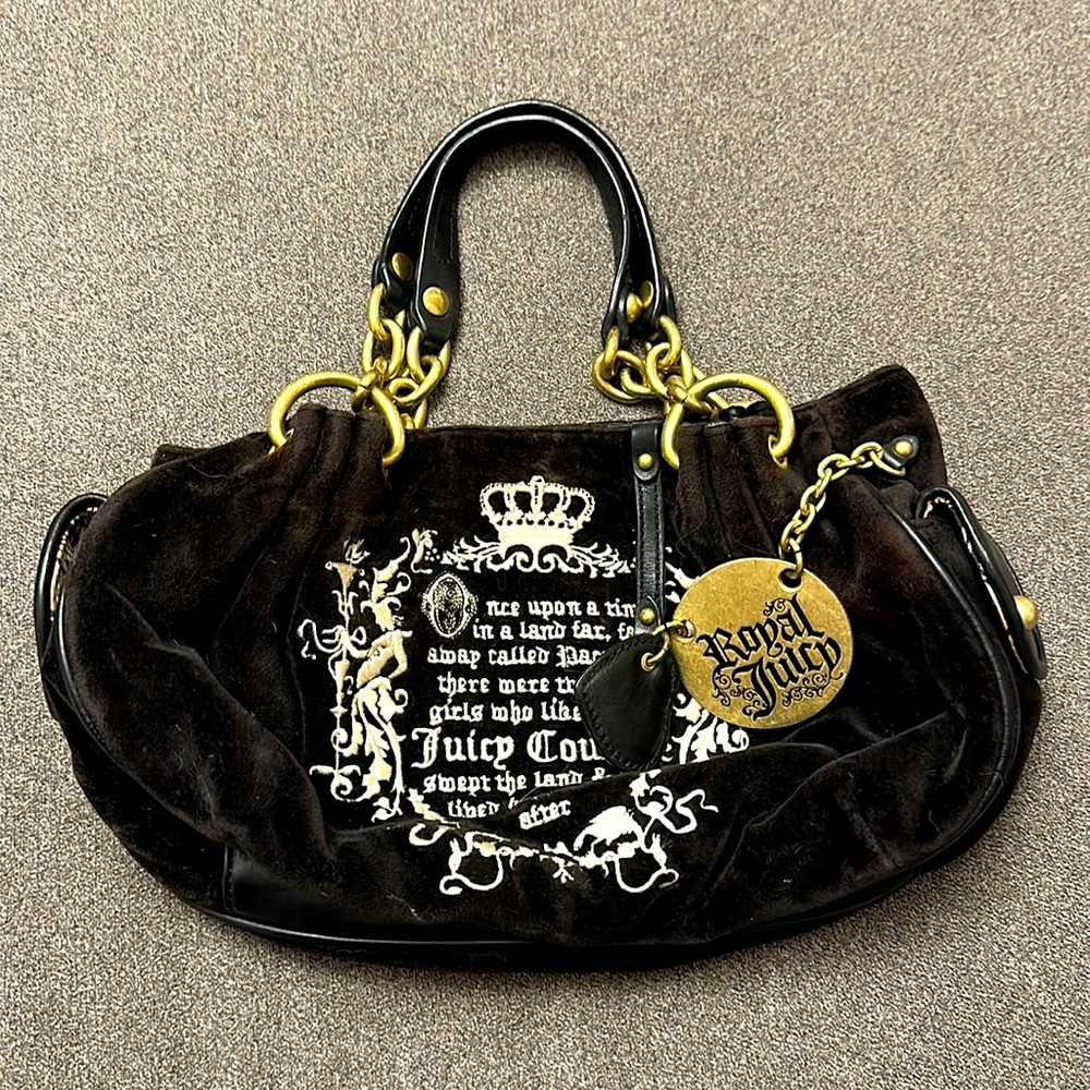 Black & Gold Velvet Juicy Couture Handbag